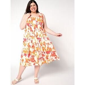 BEAUTIFUL by Lawrence Zarian Amanda Regular Cotton Printed Midi Dress Size 18W